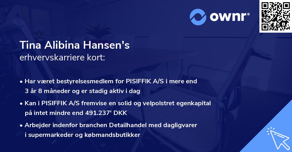 Tina Alibina Hansen's erhvervskarriere kort