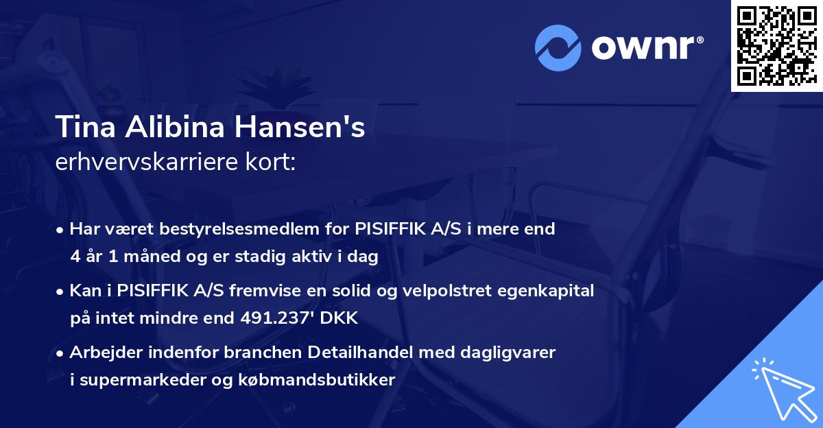 Tina Alibina Hansen's erhvervskarriere kort