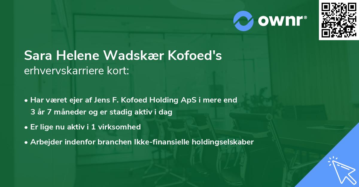Sara Helene Wadskær Kofoed's erhvervskarriere kort