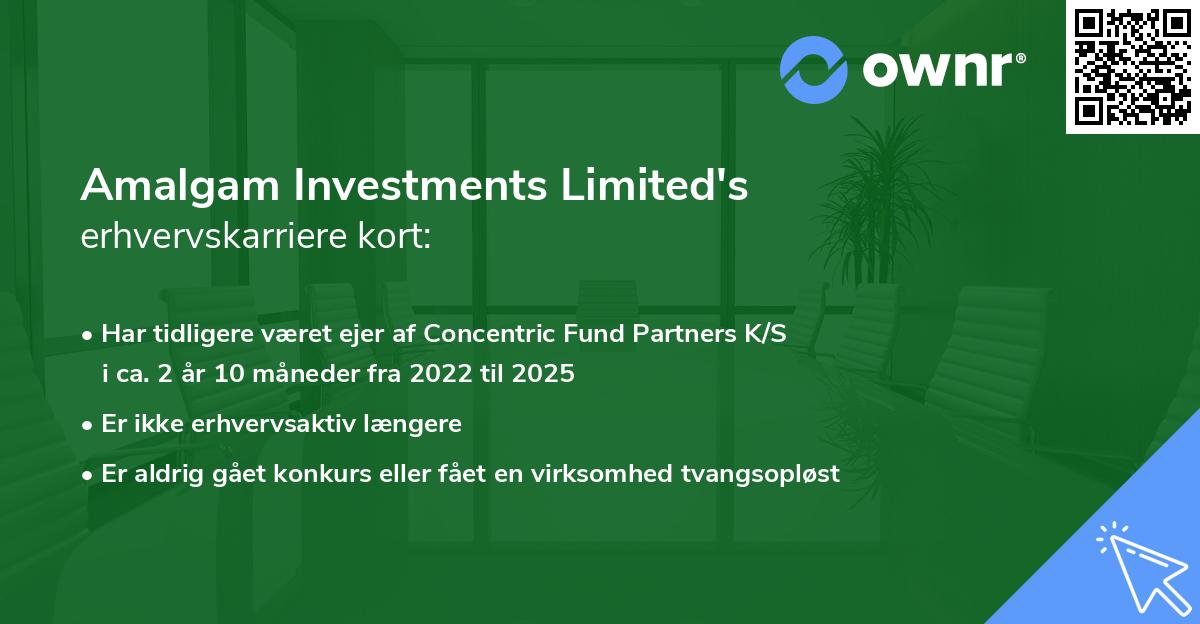Amalgam Investments Limited's erhvervskarriere kort