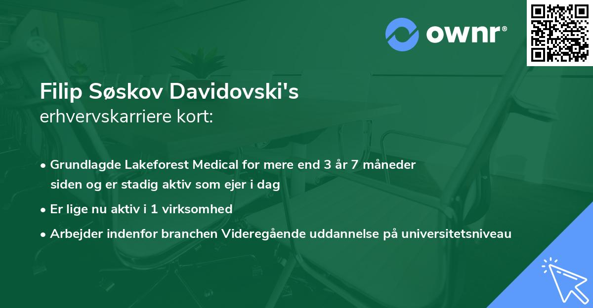 Filip Søskov Davidovski's erhvervskarriere kort