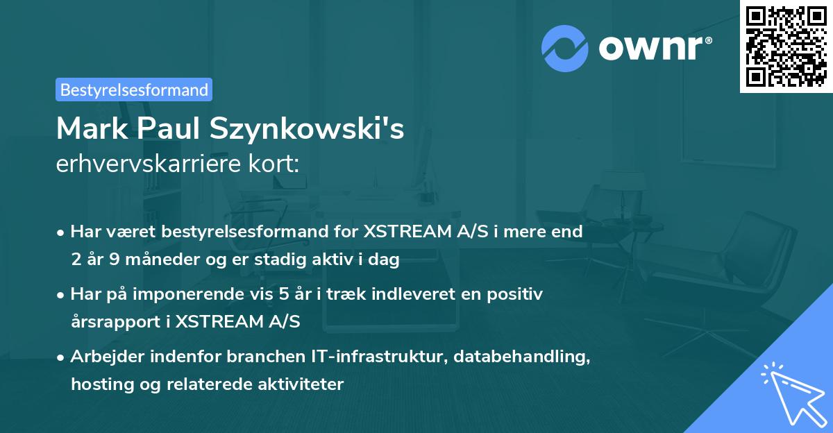 Mark Paul Szynkowski's erhvervskarriere kort