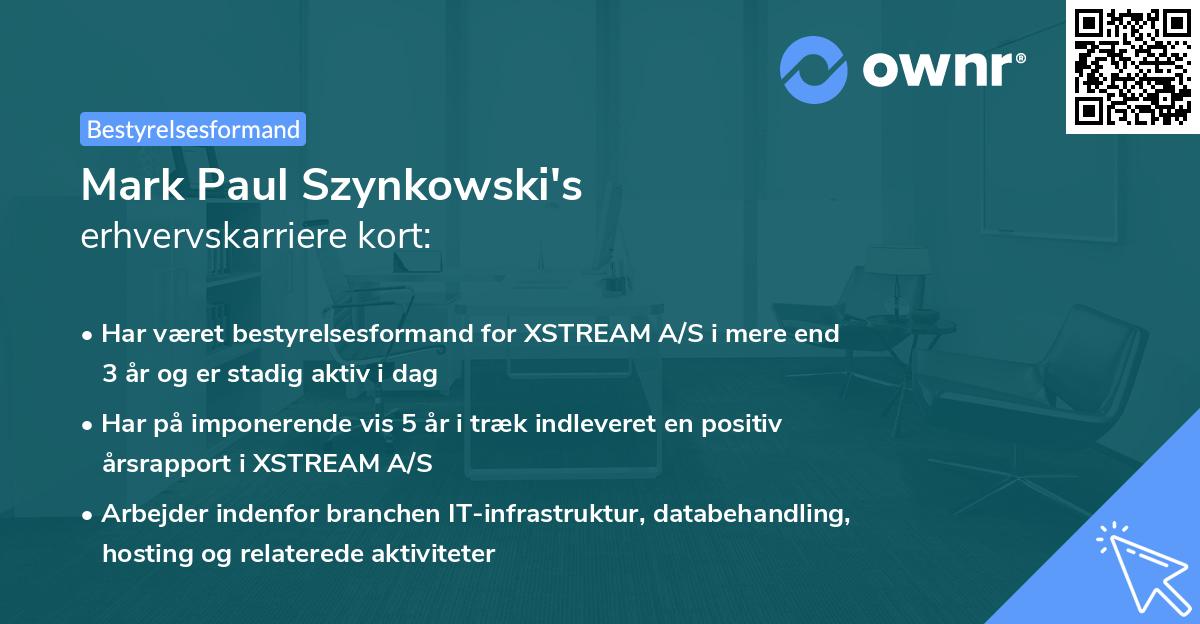 Mark Paul Szynkowski's erhvervskarriere kort