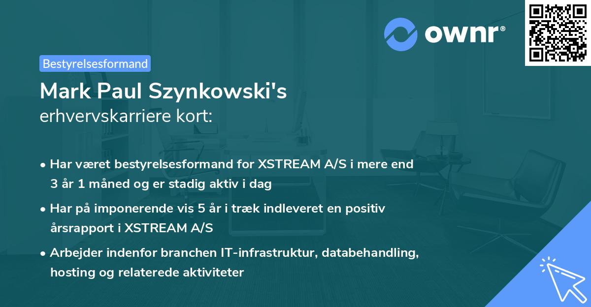 Mark Paul Szynkowski's erhvervskarriere kort