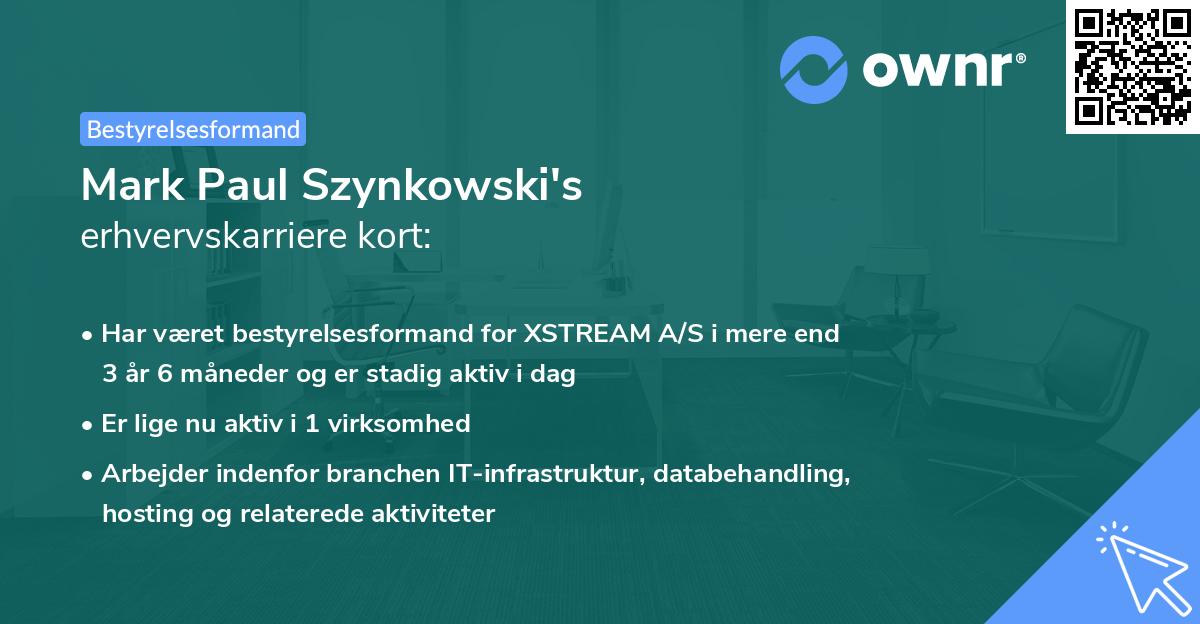 Mark Paul Szynkowski's erhvervskarriere kort