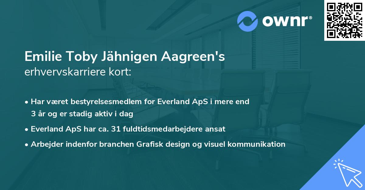 Emilie Toby Jähnigen Aagreen's erhvervskarriere kort