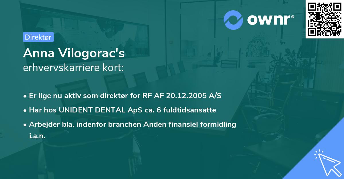 Anna Vilogorac's erhvervskarriere kort