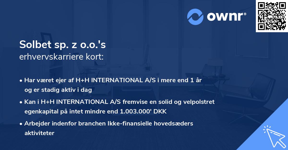 Solbet sp. z o.o.'s erhvervskarriere kort