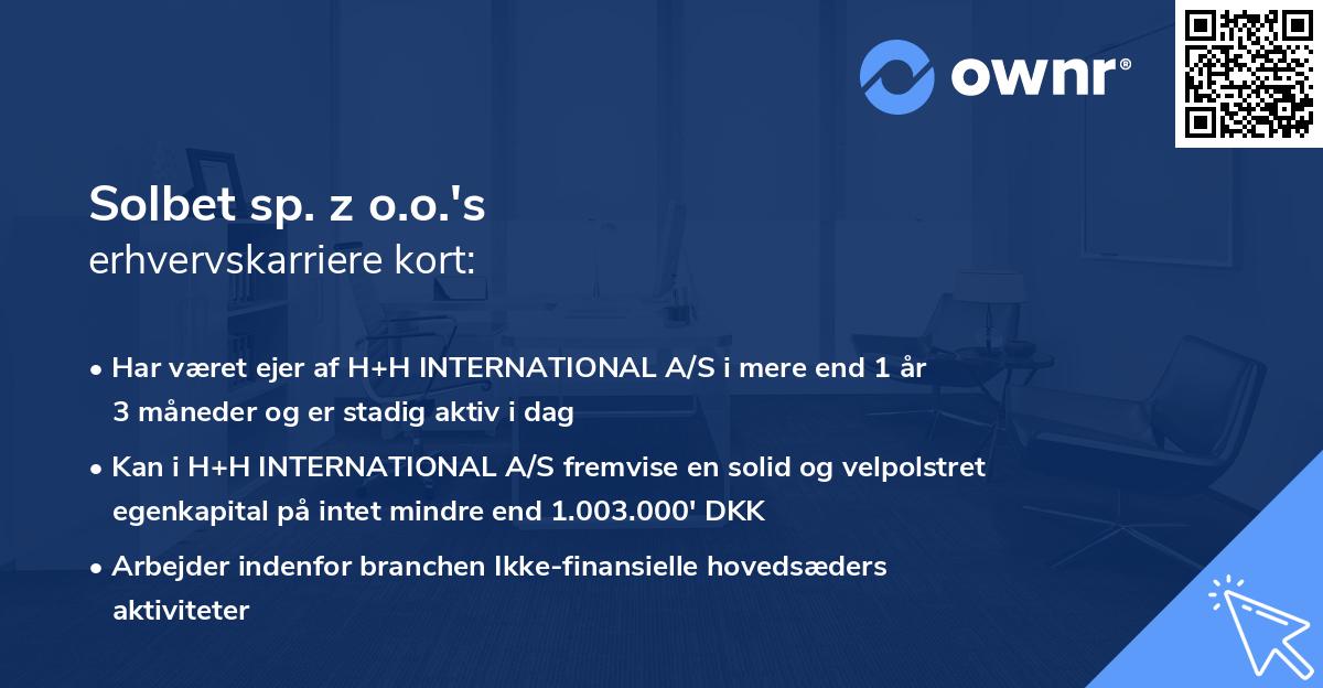 Solbet sp. z o.o.'s erhvervskarriere kort