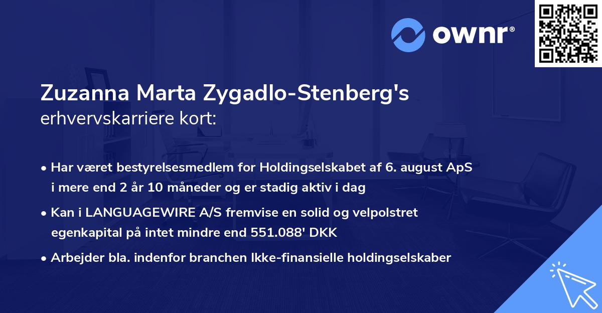 Zuzanna Marta Zygadlo-Stenberg's erhvervskarriere kort