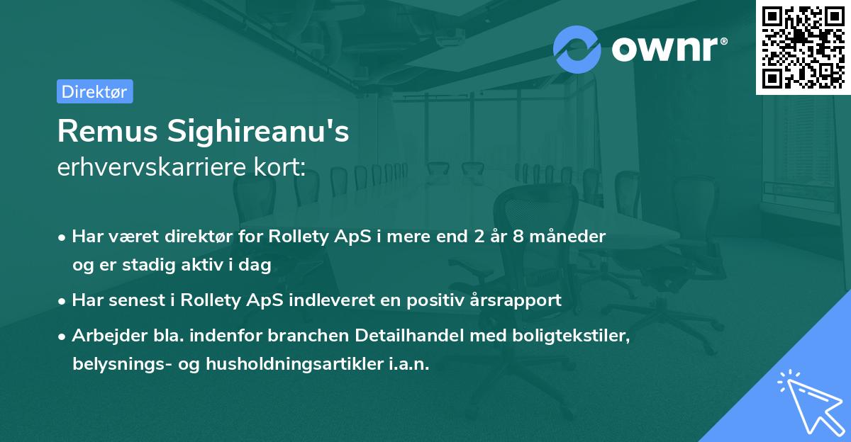 Remus Sighireanu's erhvervskarriere kort