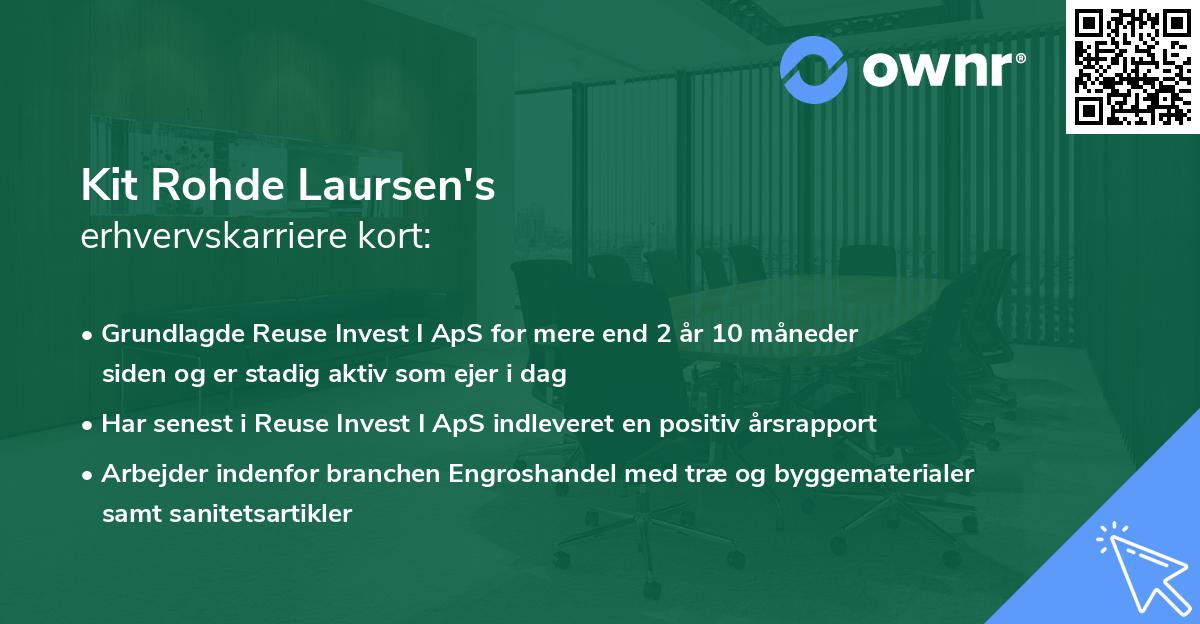 Kit Rohde Laursen's erhvervskarriere kort