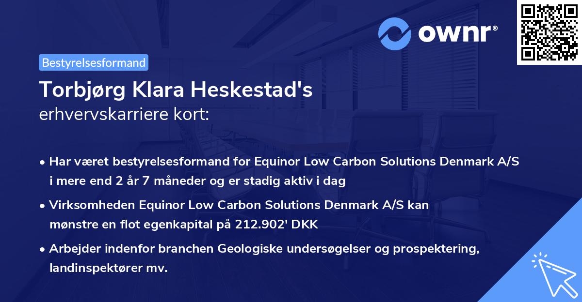 Torbjørg Klara Heskestad's erhvervskarriere kort