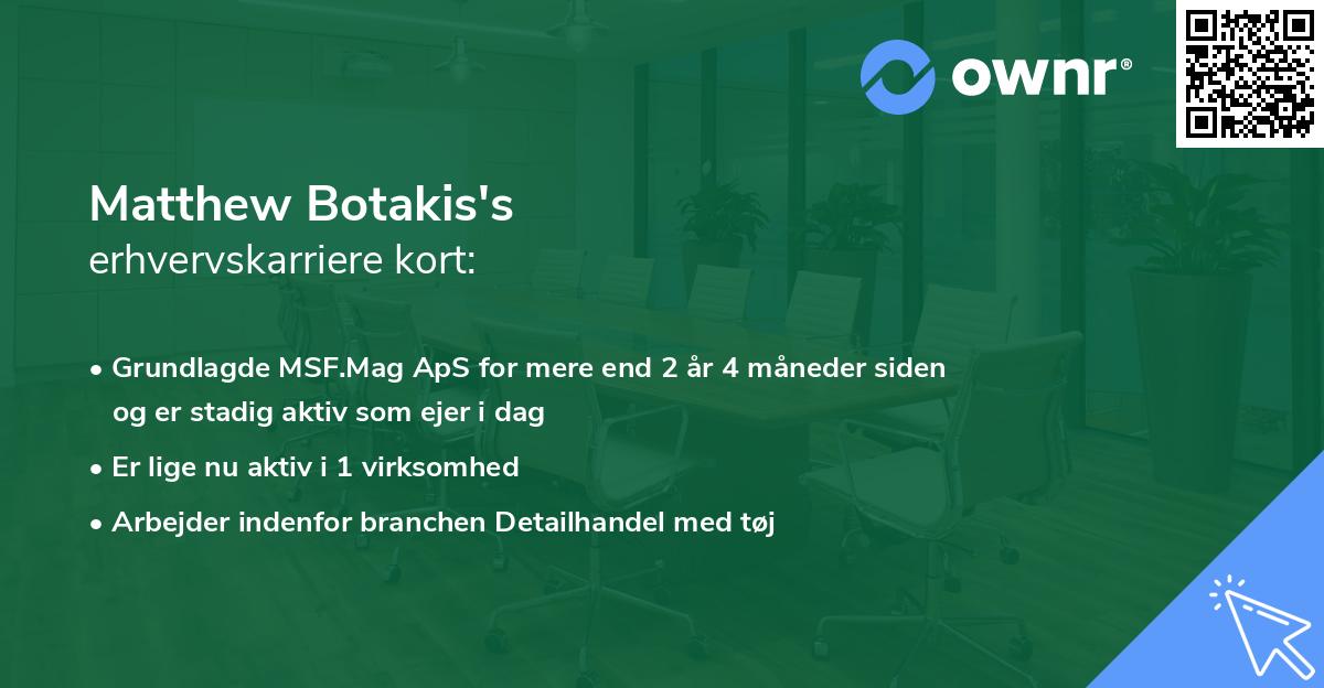 Matthew Botakis's erhvervskarriere kort