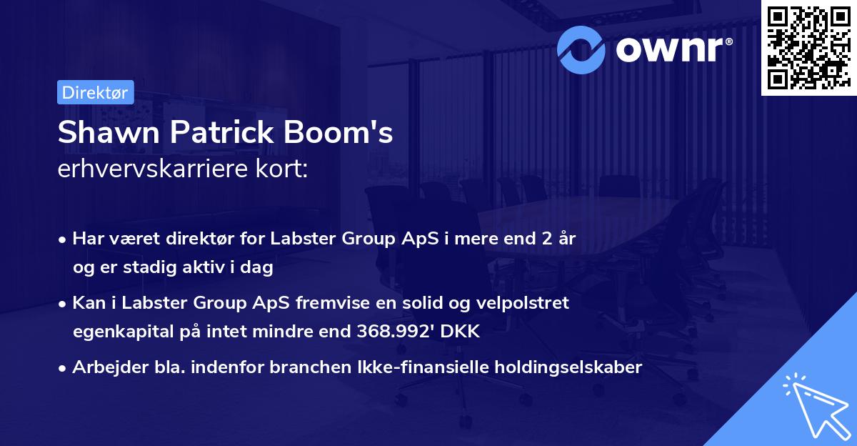Shawn Patrick Boom's erhvervskarriere kort