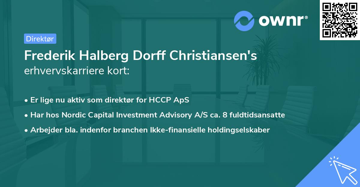 Frederik Halberg Dorff Christiansen's erhvervskarriere kort
