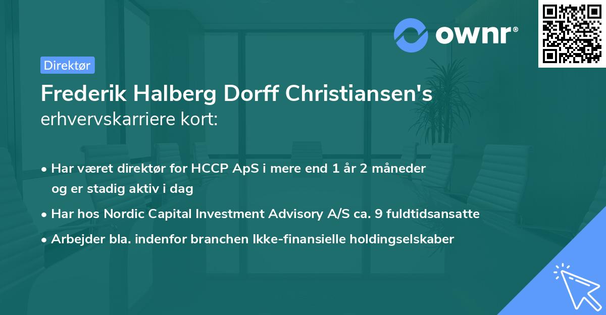 Frederik Halberg Dorff Christiansen's erhvervskarriere kort