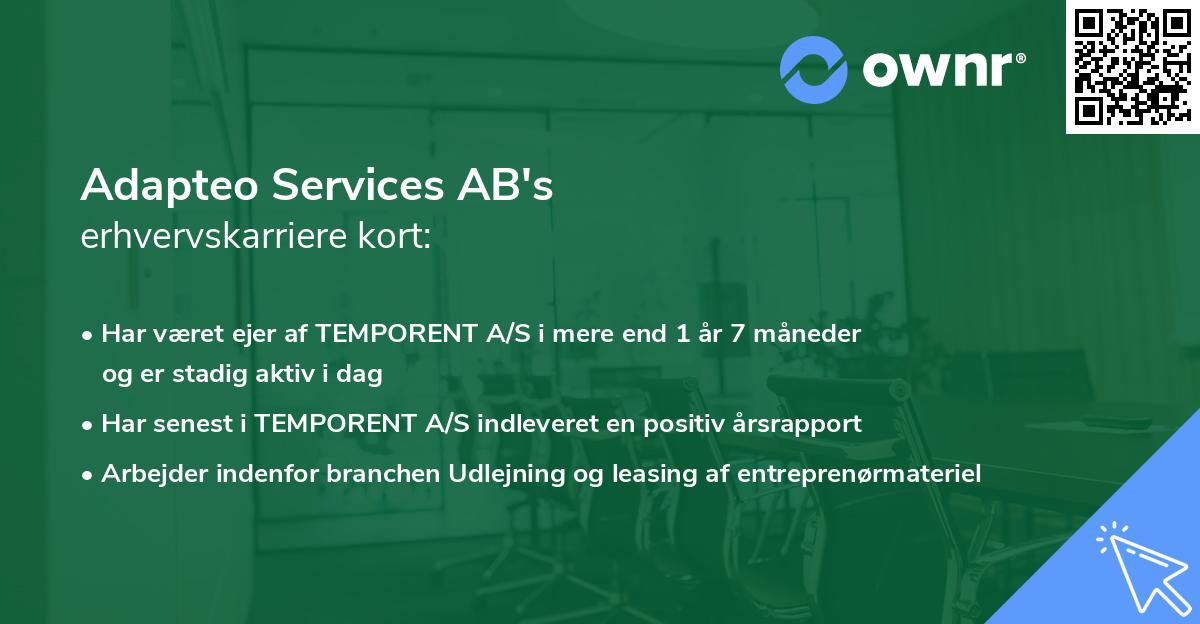 Adapteo Services AB's erhvervskarriere kort
