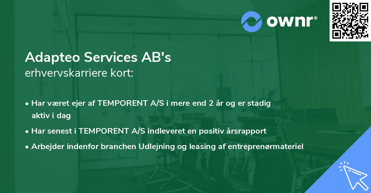 Adapteo Services AB's erhvervskarriere kort