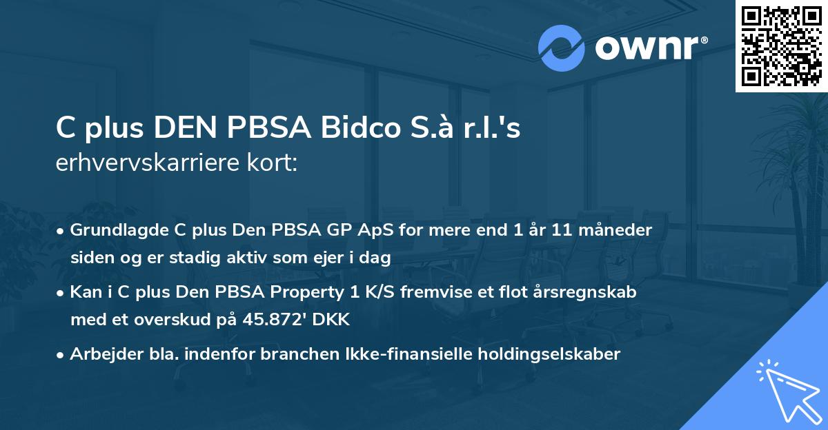 C plus DEN PBSA Bidco S.à r.l.'s erhvervskarriere kort