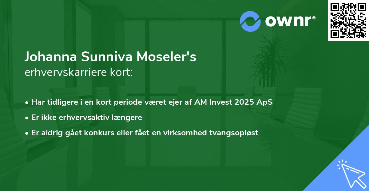 Johanna Sunniva Moseler's erhvervskarriere kort