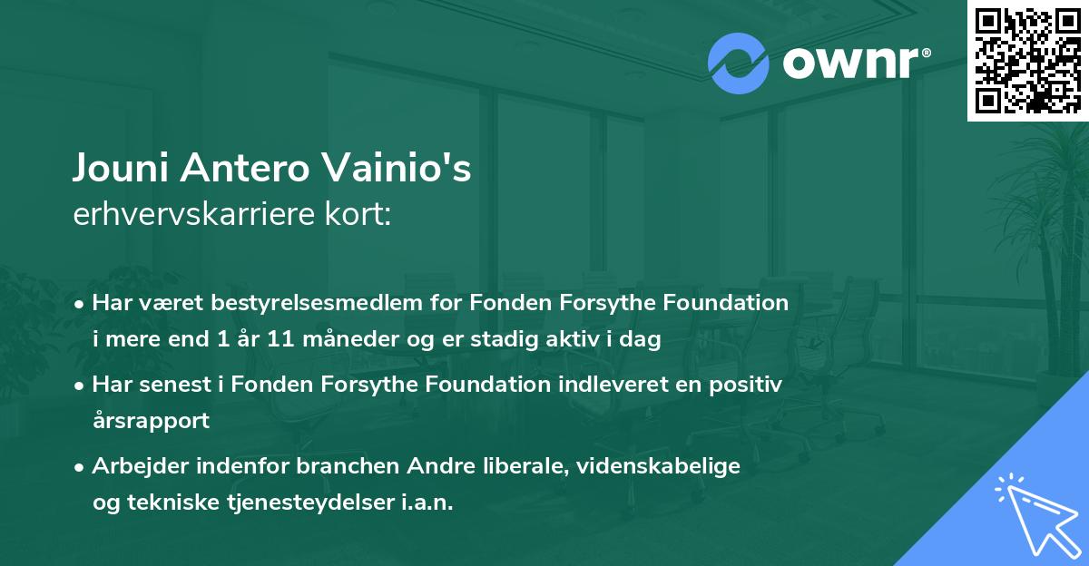 Jouni Antero Vainio's erhvervskarriere kort