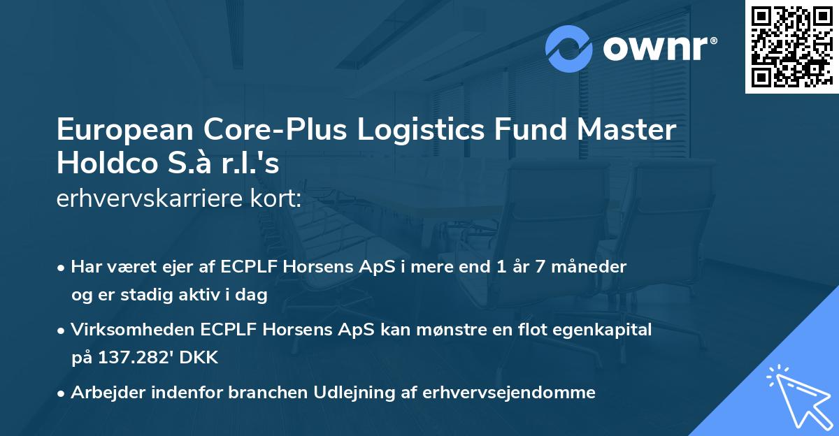 European Core-Plus Logistics Fund Master Holdco S.à r.l.'s erhvervskarriere kort