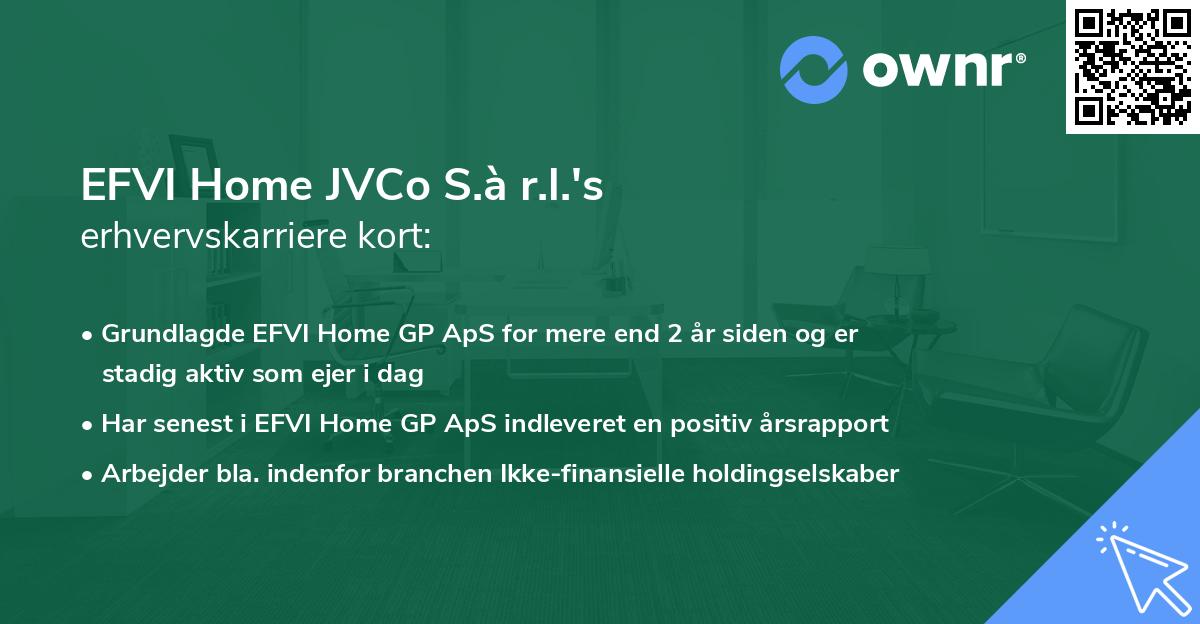 EFVI Home JVCo S.à r.l.'s erhvervskarriere kort