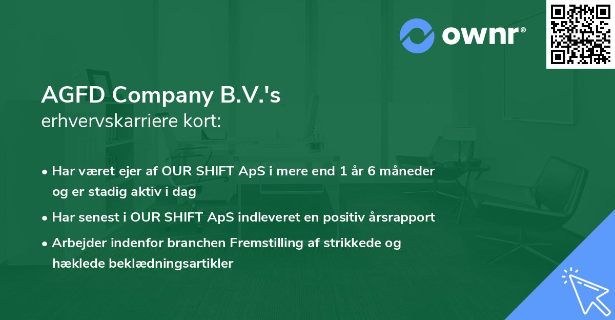 AGFD Company B.V.'s erhvervskarriere kort