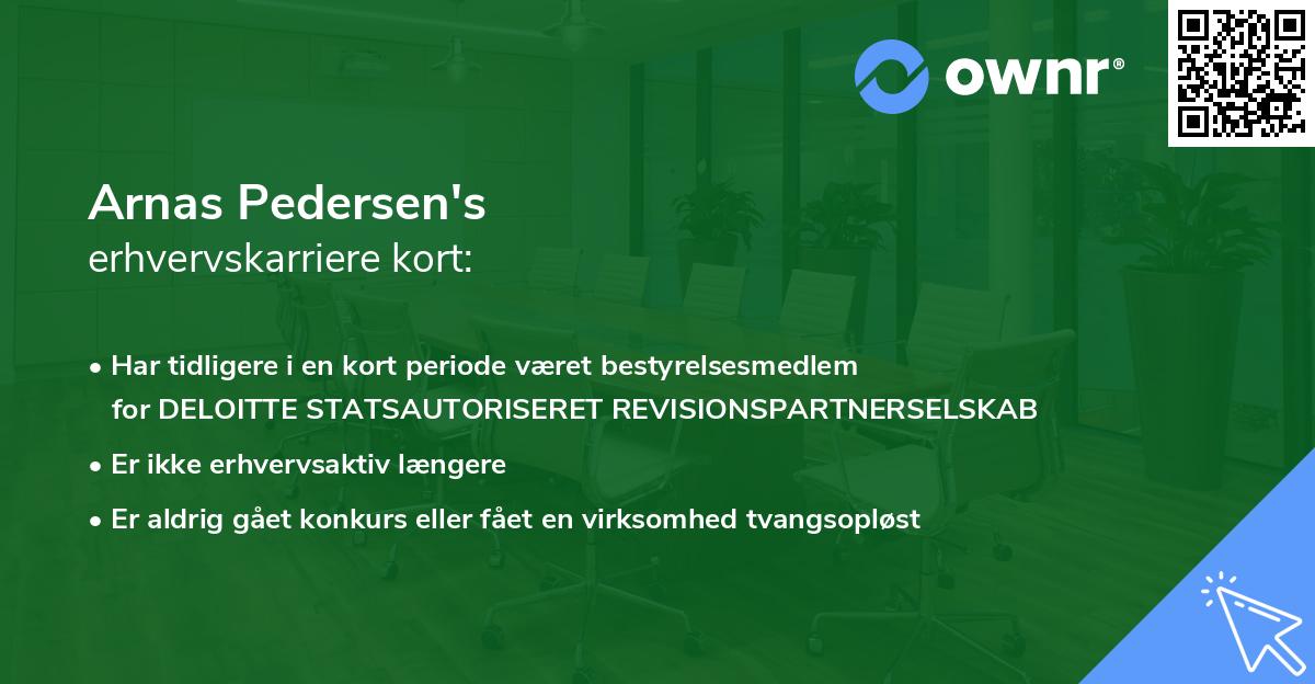 Arnas Pedersen's erhvervskarriere kort