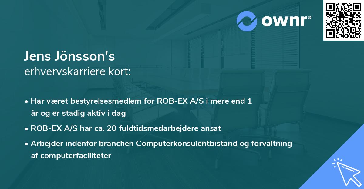 Jens Jönsson's erhvervskarriere kort