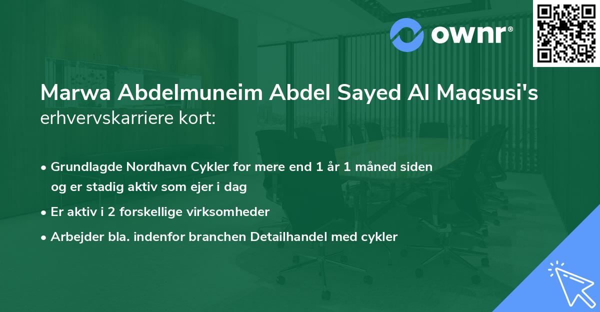 Marwa Abdelmuneim Abdel Sayed Al Maqsusi's erhvervskarriere kort