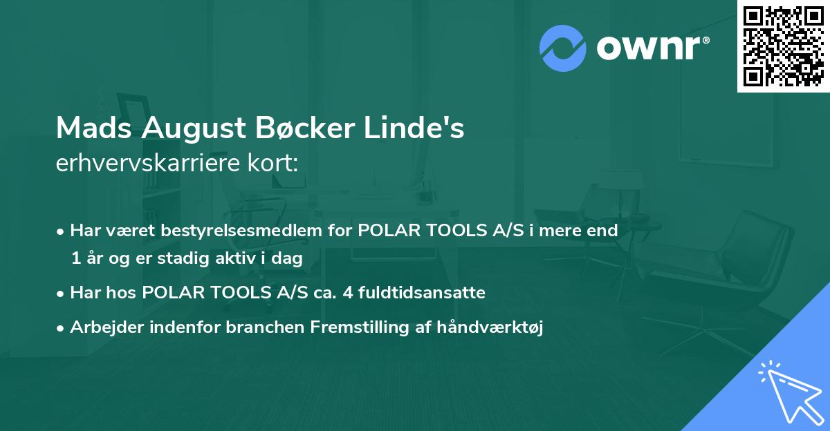 Mads August Bøcker Linde's erhvervskarriere kort