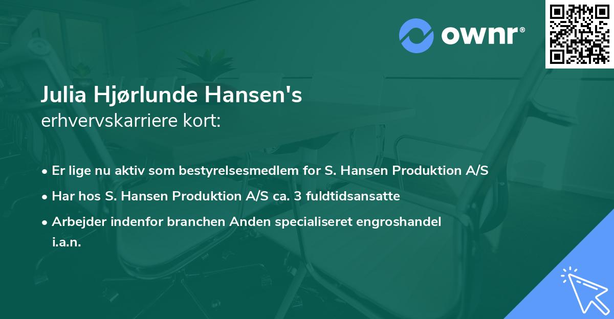 Julia Hjørlunde Hansen's erhvervskarriere kort