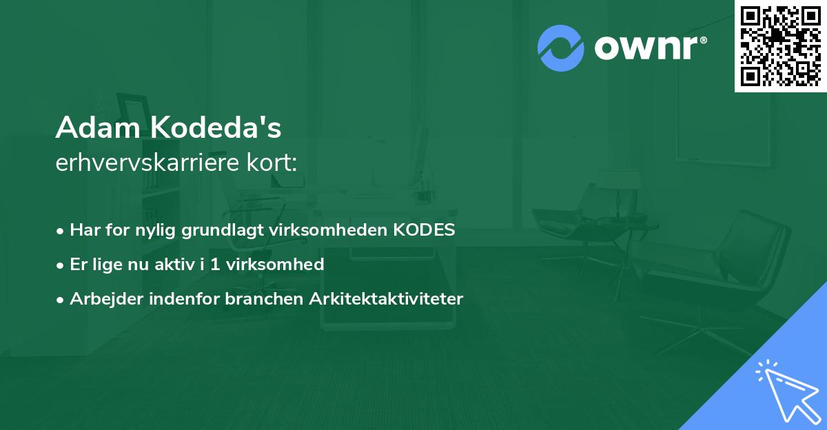 Adam Kodeda's erhvervskarriere kort