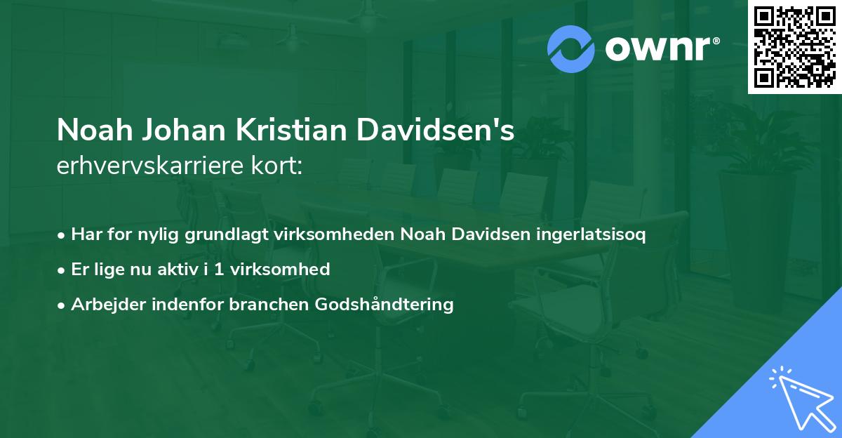 Noah Johan Kristian Davidsen's erhvervskarriere kort