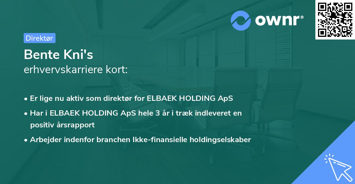 Bente Kni's erhvervskarriere kort