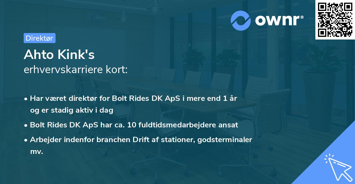Ahto Kink's erhvervskarriere kort