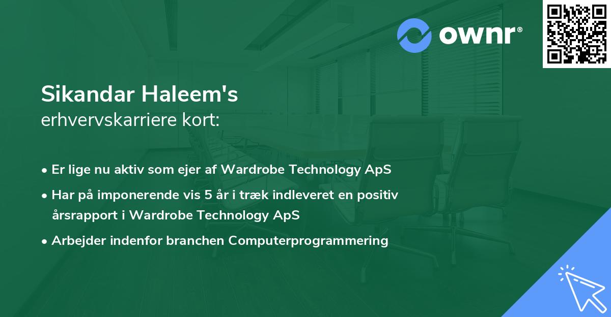 Sikandar Haleem's erhvervskarriere kort