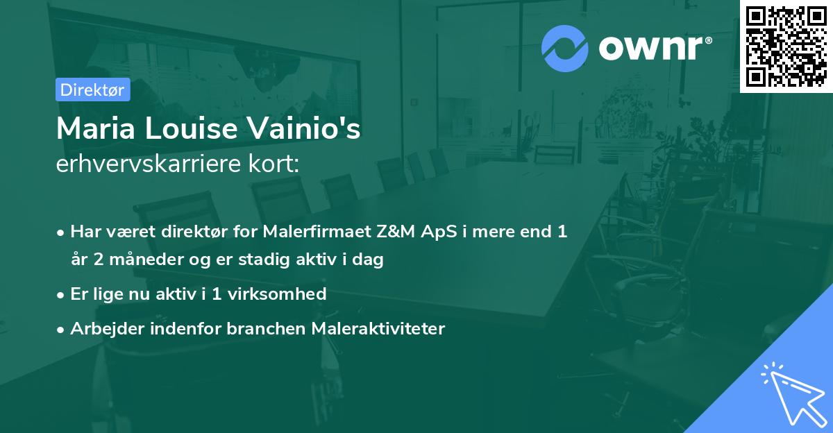 Maria Louise Vainio's erhvervskarriere kort