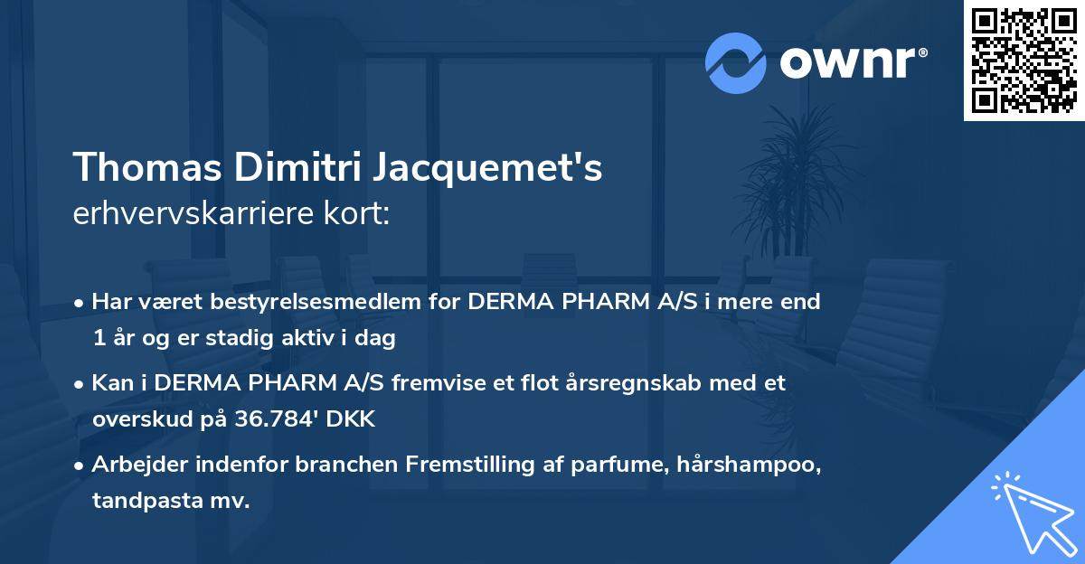 Thomas Dimitri Jacquemet's erhvervskarriere kort