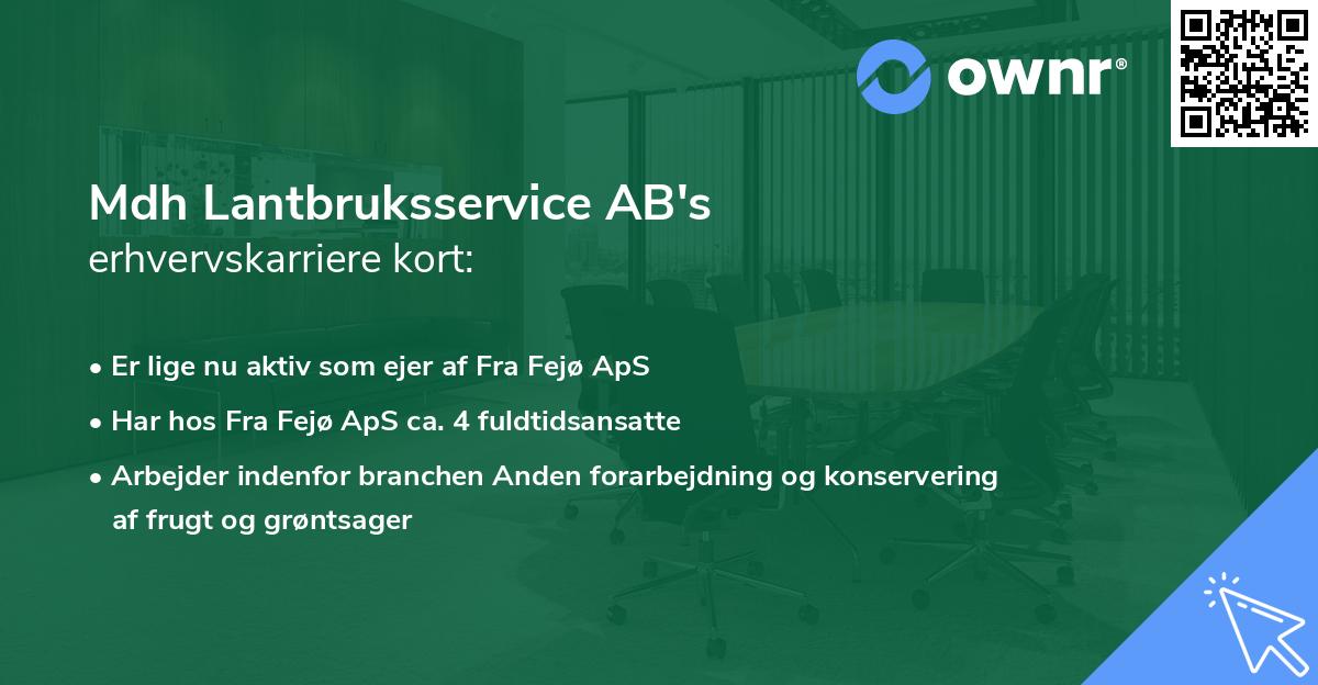 Mdh Lantbruksservice AB's erhvervskarriere kort