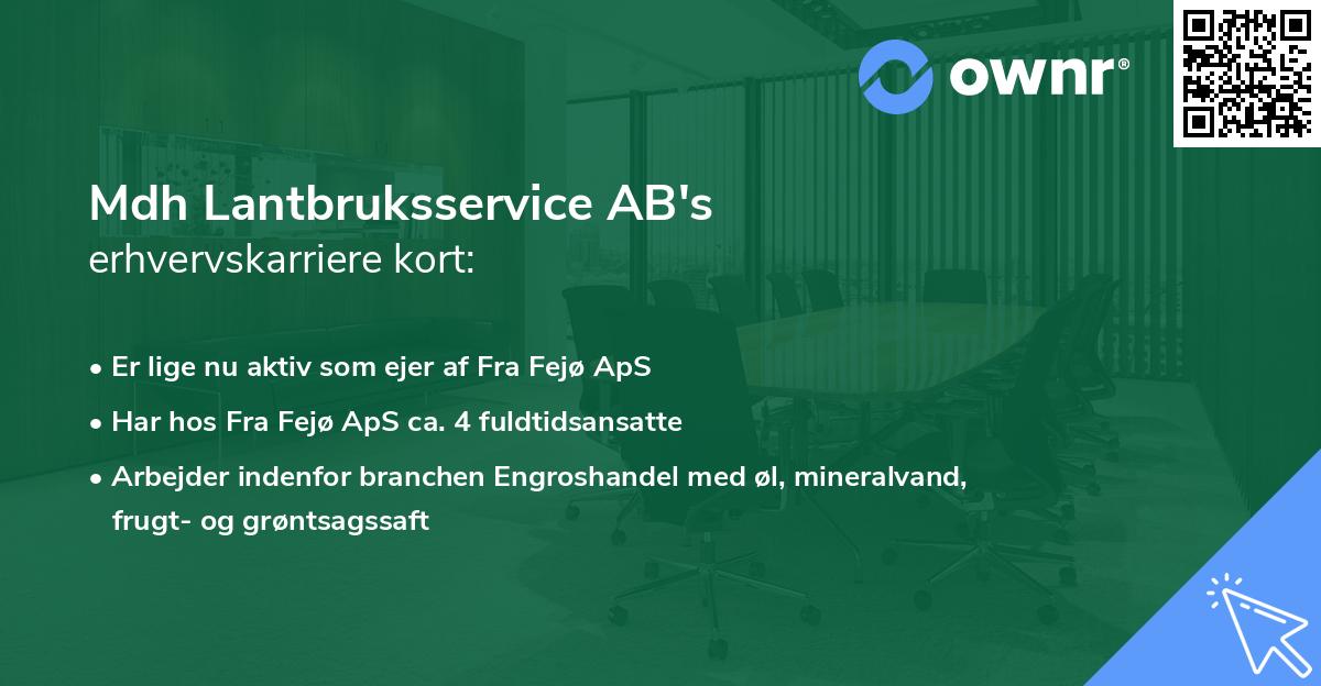 Mdh Lantbruksservice AB's erhvervskarriere kort