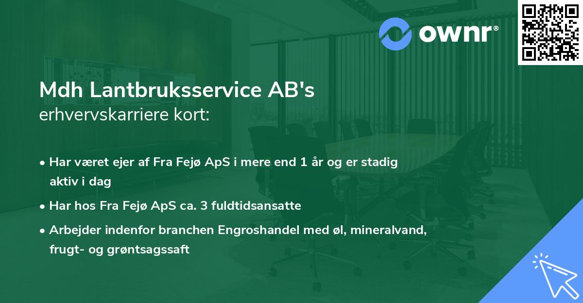 Mdh Lantbruksservice AB's erhvervskarriere kort