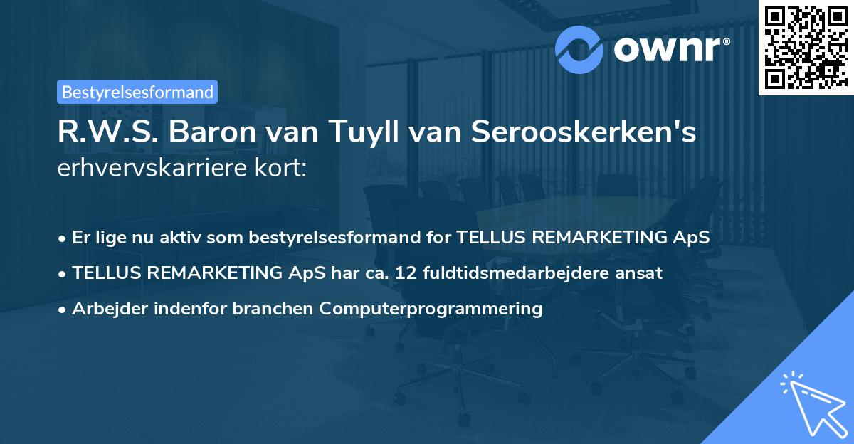 R.W.S. Baron van Tuyll van Serooskerken's erhvervskarriere kort