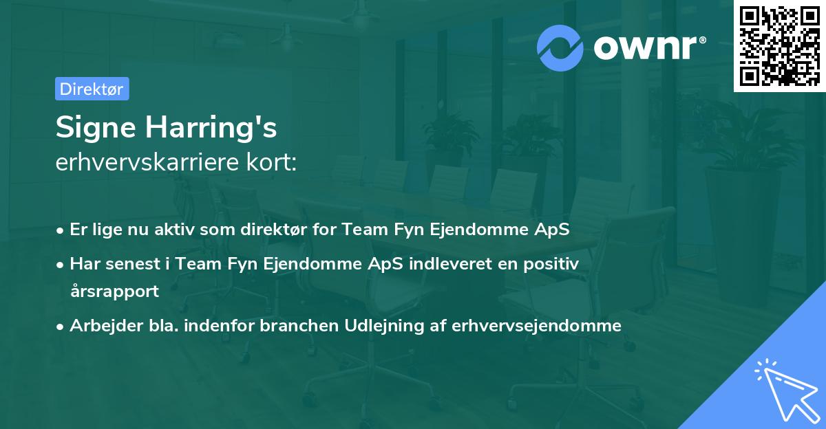 Signe Harring's erhvervskarriere kort