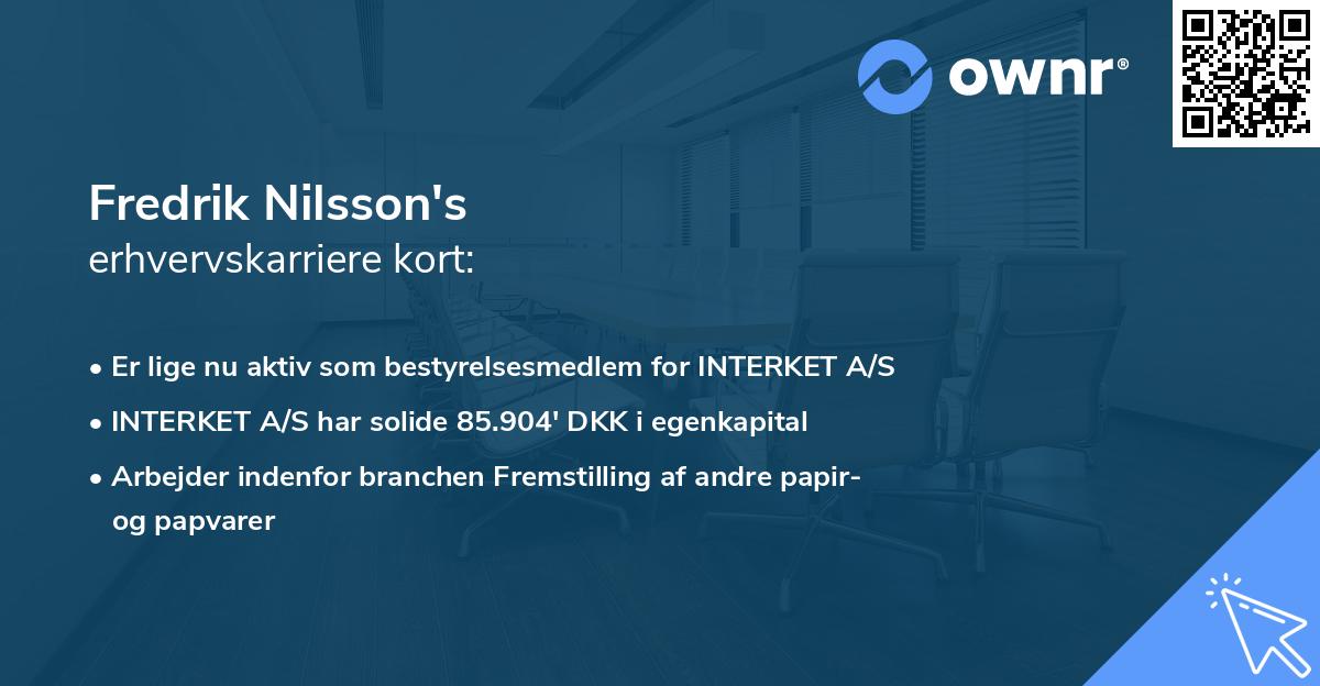 Fredrik Nilsson's erhvervskarriere kort