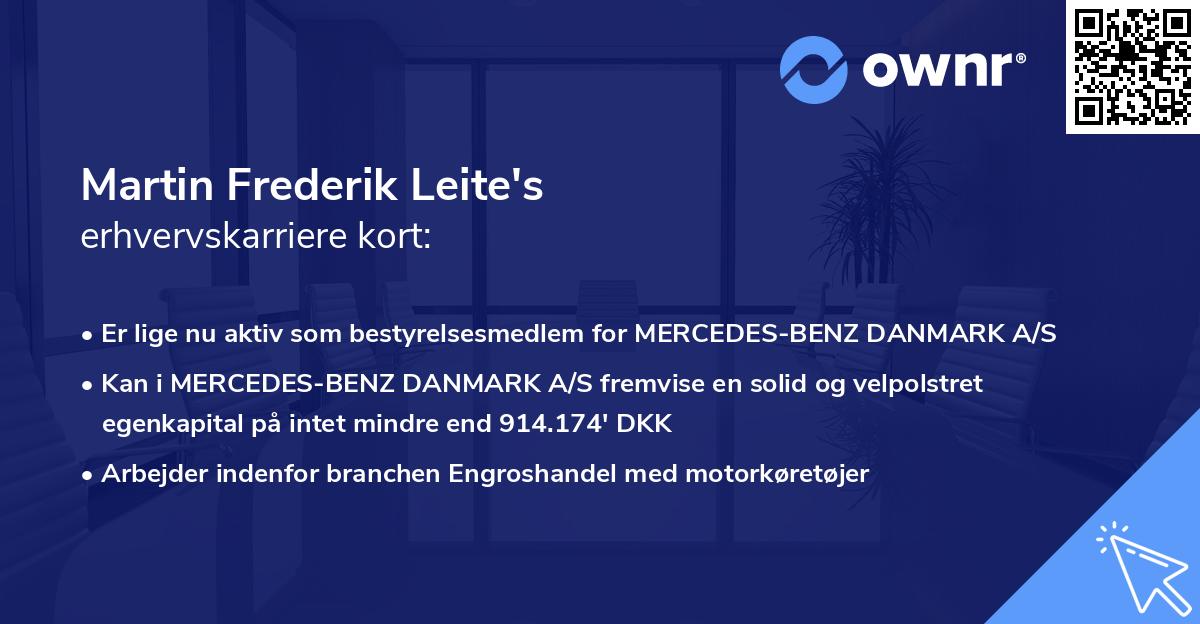 Martin Frederik Leite's erhvervskarriere kort