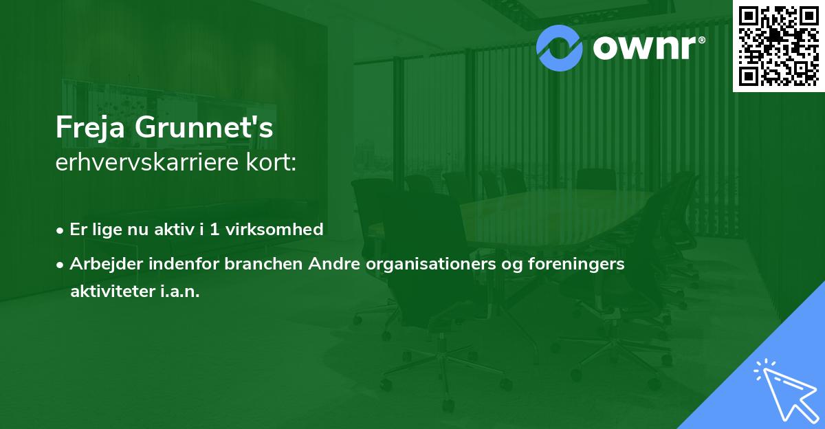 Freja Grunnet's erhvervskarriere kort