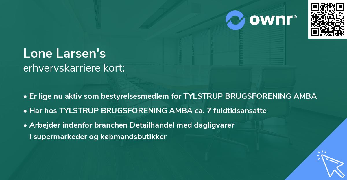 Lone Larsen's erhvervskarriere kort